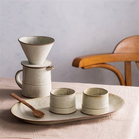 Pour Over Coffee Set In White Glaze Ceramic Pour Over Etsy Slab Ceramics Ceramics Ideas