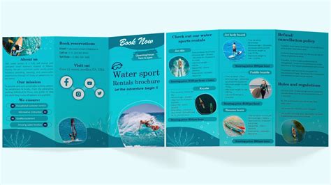 Water Brochure Sport Rentals Trifold PPT Presentation