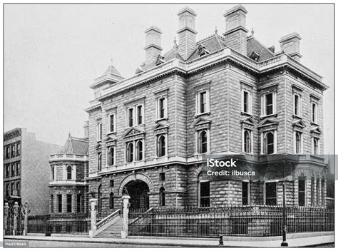 Antique Photograph Of New York Residence Of Collis P Huntington Stock