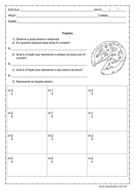 Atividade De Matem Tica Fra Es Ano Acessaber