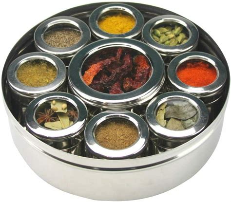 Authentic Indian Spice Tin Stainless Steel Masala Dabba Large Curry