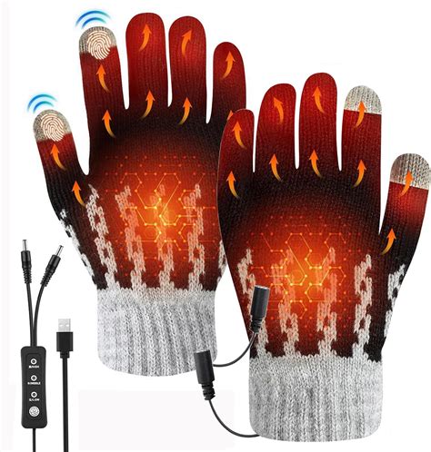 USB Heated Gloves for Men Women, 3 Levels Temperature Thermal Heated