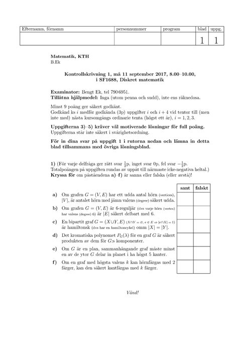 Ks117 Övningsmaterial kontrollskrivning 1 Efternamn f ornamn