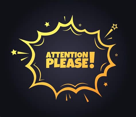 Premium Vector | Attention please sign flat yellow explosionshaped sign ...