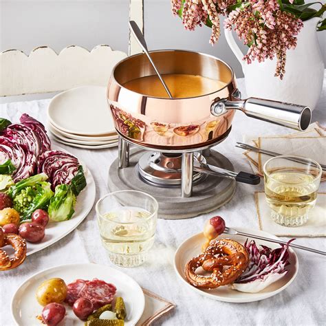 Boska Copper And Concrete Fondue Set For Melting Cheese Concrete