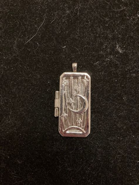 Rectangular Celestial Locket In Silver Tone With Magnet Closure Unique