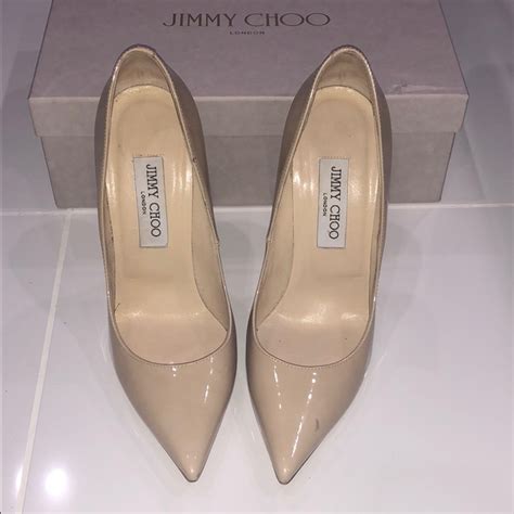 Jimmy Choo Anouk Patent Nude Stiletto Pump Gem