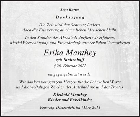 Traueranzeigen Von Erika Manthey Aachen Gedenkt