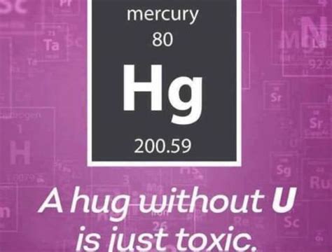 A Science Pun A Hug Without U Is Just Toxic Mercury Hg Science Puns Chemistry Jokes