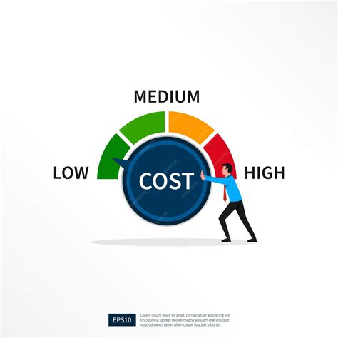 Premium Vector Businessman Turning Cost Dial To A Low Illustration