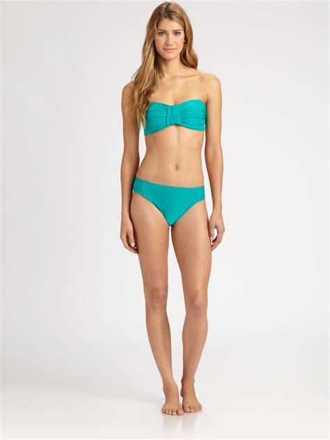 Lyst La Blanca Ruched Bandeau Bikini Top In Green