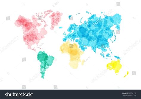 Watercolor World Map Vector Illustration Isolated Stock Vector (Royalty ...