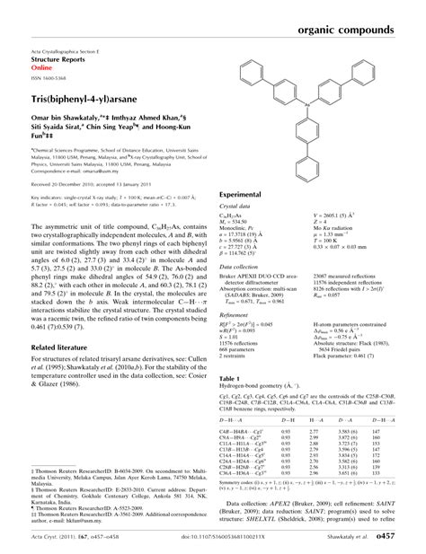 PDF Tris Biphenyl 4 Yl Arsane