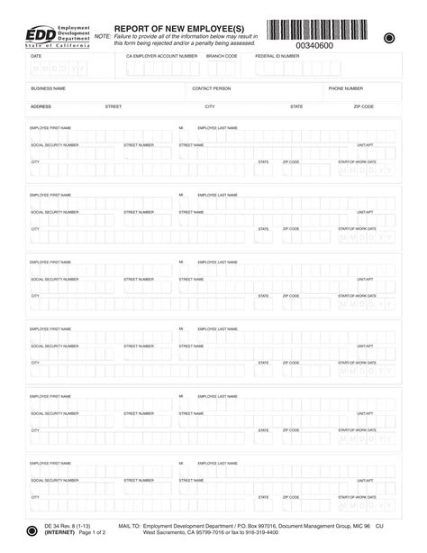 Edd Form De 34 ≡ Fill Out Printable Pdf Forms Online