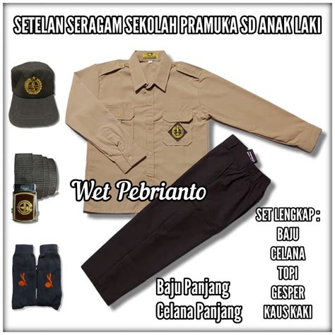 Jual Setelan Seragam Sekolah Pramuka Sd Laki Laki Baju Pramuka Lengan