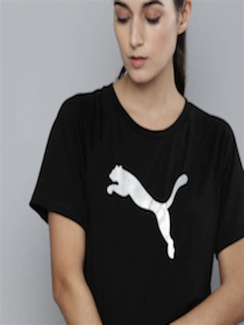 Buy Puma Women Black Brand Logo Relaxed Fit Drycell Evostripe Printed T