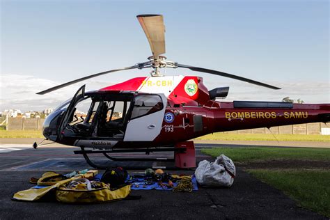 Helicóptero que vai ajudar vítimas das chuvas decola para o Rio Grande