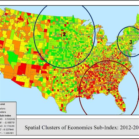 Spatial Clusters Map Of Economics Sub Index From To