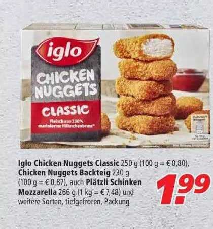 Iglo Chicken Nuggets Classic Backteig Auch Pl Tzli Schinken Mozzarella