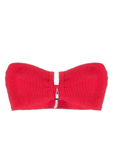 Bond Eye Textu Bandeau Bikini Top Red Editorialist