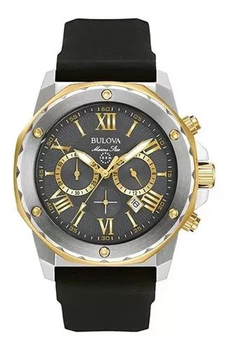 Relógio masculino Bulova Marine Star Crono 98b277 Cor da malha preto