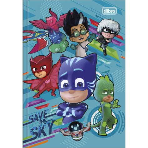 Caderno Brochura Capa Dura Pj Masks Fls Tilibra