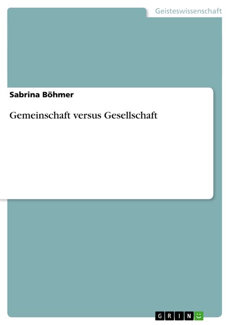 Gemeinschaft Versus Gesellschaft GRIN