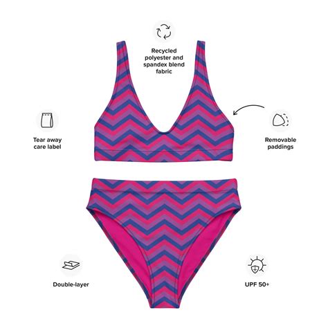 Bisexual Bikini Bi Pride Flag Swimsuit High Waisted Recycled Etsy