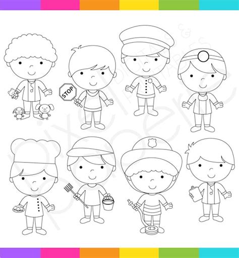 Community Helpers Clipart Black And White