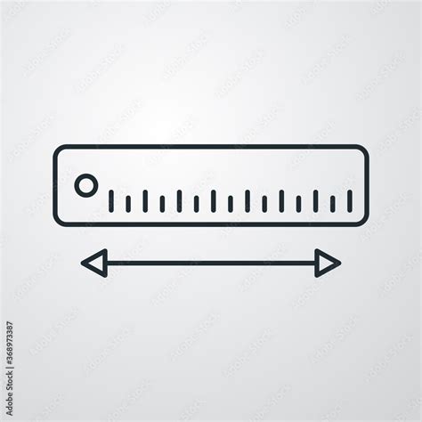 Concepto medir el tamaño Icono plano lineal regla con flecha en fondo