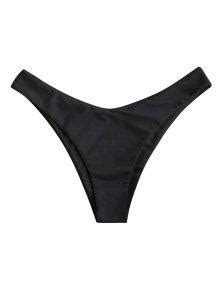 Zaful High Leg Plain Bikini Bottom In Black Zaful