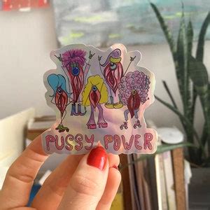 Holographic Pussy Power Sticker Vagina Art Sticker Etsy