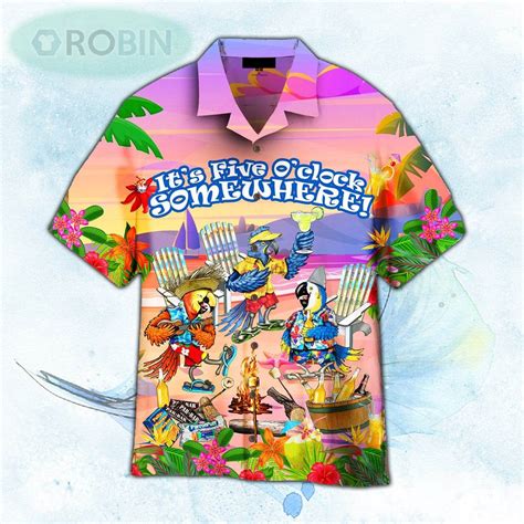 Its 5 Oclock Somewhere Parrot Party On The Beach Hawaiian Shirt For