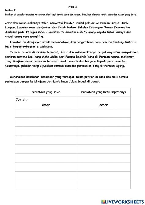 Latihan 2 Kesalahan Tanda Baca Dan Imbuhan Worksheet