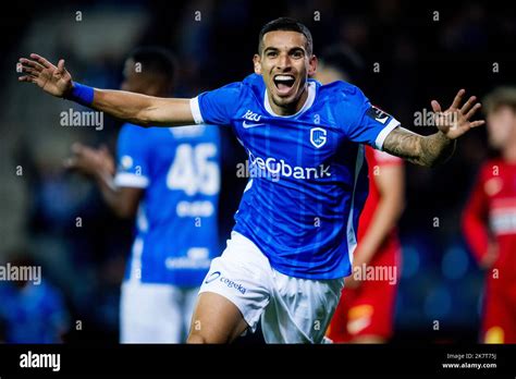 Genk S Daniel Munoz Mejia Celebrates After Scoring During A Soccer