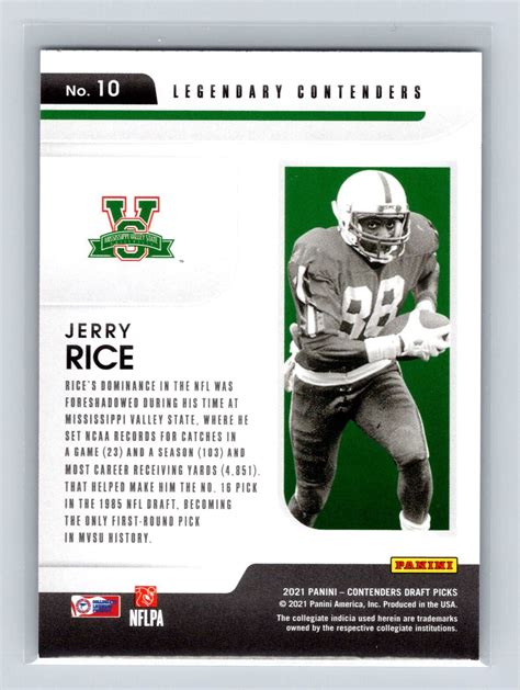 Jerry Rice Panini Contenders Draft Picks Legendary Contenders