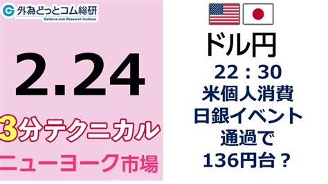 ドル円見通し 「22：30 米個人消費 、日銀イベント通過で136円台？」見通しズバリ！3分テクニカル分析 ニューヨーク市場の見通し