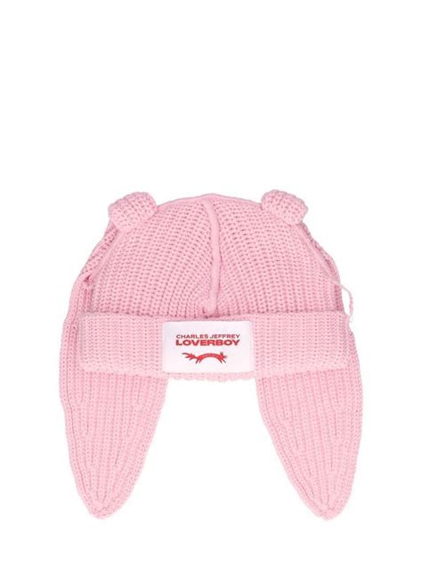 Charles Jeffrey Loverboy Chunky Rabbit Cotton Beanie In Pink 45 Off