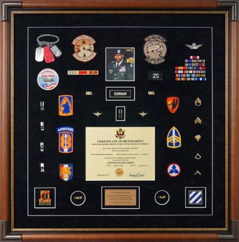 Military Shadow Box Examples Showing An Army Retirement Shadow Box