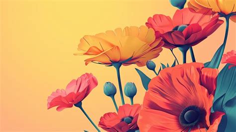 Premium Photo | Modern wallpaper featuring colorful flowers