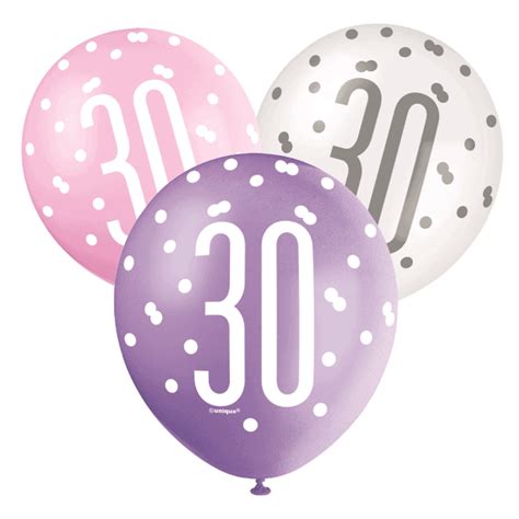 Pink Purple White Glitz 30th Birthday Latex Balloons 6pk Welcome To The Nice Party