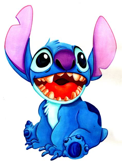 Ilustra De Personagem Disney Stich L Pis E Aquarela Personagens