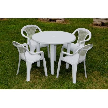 Mesa Jardin Redonda Blanca Cm