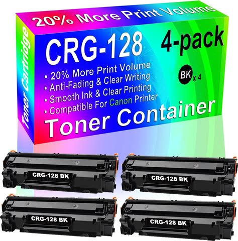 4 Pack Black Compatible Crg 128 Laser Printer Toner