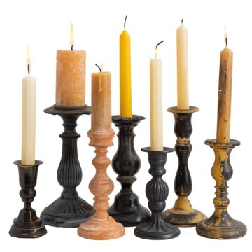 Wax Candles On Old Vintage Candlesticks Collection Candle Wax Light