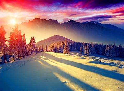 Snowy Mountain Sunset Wallpapers Top Free Snowy Mountain Sunset