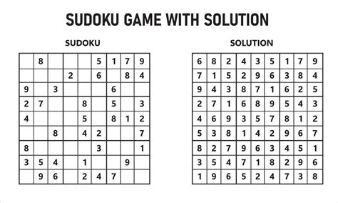 Juego De Sudoku Con Solucion 15582380 Vector En Vecteezy