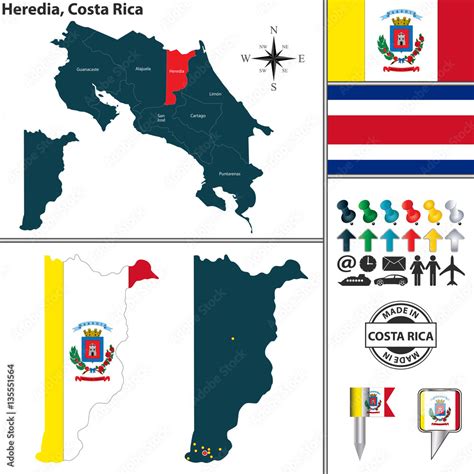 Map of Heredia, Costa Rica Stock Vector | Adobe Stock