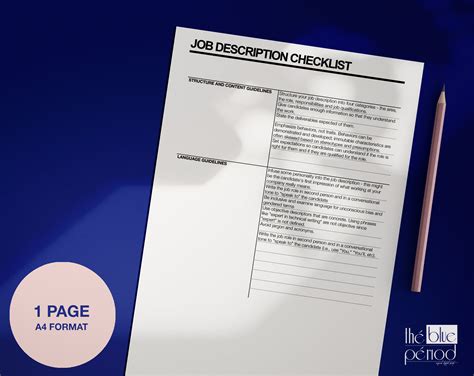 Editable Job Description Checklist - Etsy