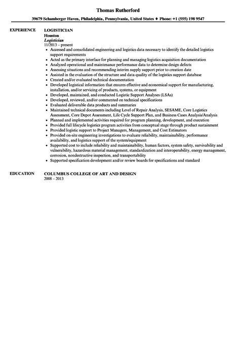 Logistician Resume Sample | Velvet Jobs